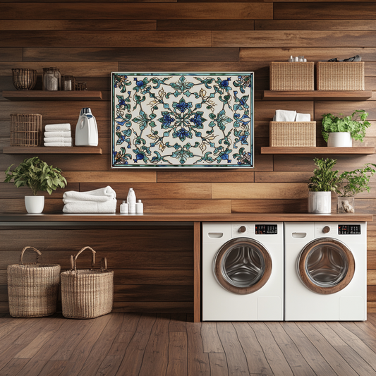 Ceramic Painting Look One Piece Tempered Glass Kitchen Splashback For Stove Behind, Kitchen Backsplash, Wall Art