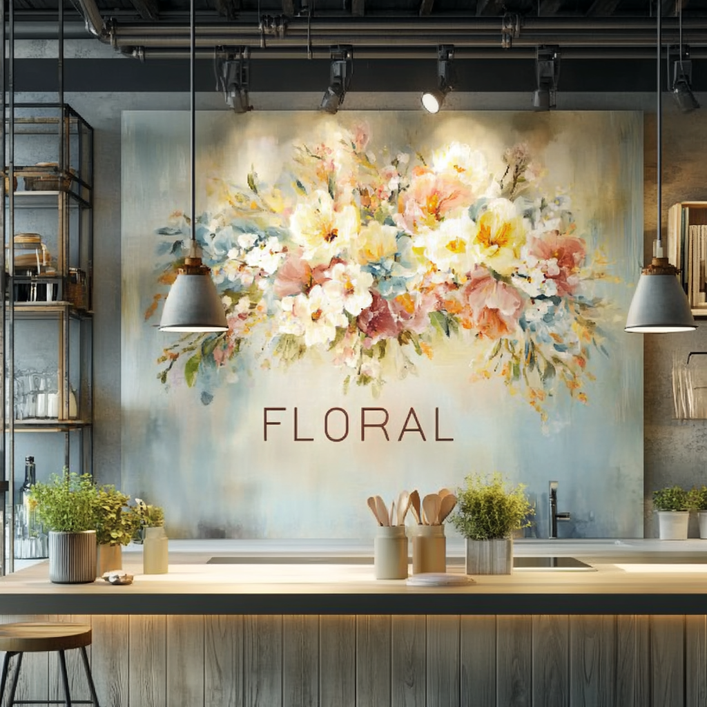 Floral Glass Backsplash