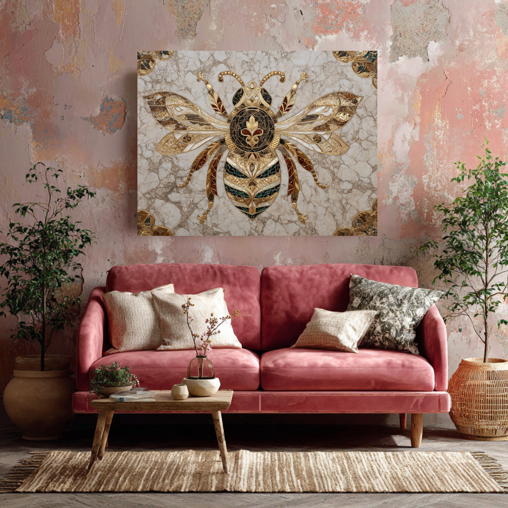 Magnificent Bee Print One Piece Tempered Glass Kitchen Splashback For Stove Behind, Kitchen Backsplash, Wall Art