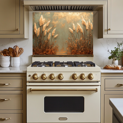 Rustic Pampas Kitchen Glass • Neutral Wall Panel • Boho Inspired Decor • Modern Nature Accent • Kitchen Wall Art