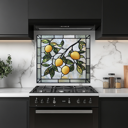 Stained Glass Look Kitchen Backsplash, Lemon Tile One Piece Tempered Glass Kitchen Splashback For Stove Behind, Oven Backsplash (Kopya)