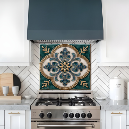 Emerald Glass Backsplash, Ottoman Tile Look Tempered Glass Kitchen Splashback For Stove Behind, Copper Look Backsplash, Oven Backsplashes