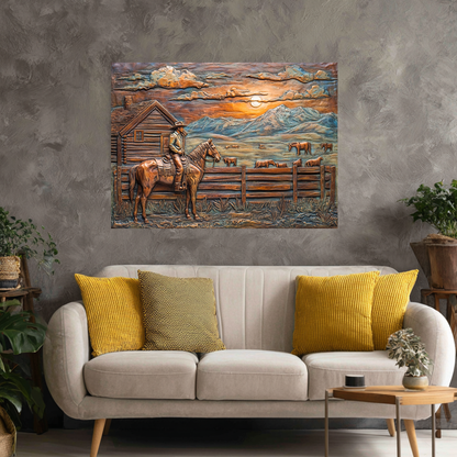 Copper Look Farm House One Piece Tempered Glass Kitchen Splashback For Stove Behind, Kitchen Backsplash, Wall Art