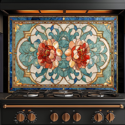 Turkish Tile Pattern Glass Backsplash Panel, Tempered Glass Wall Art, Traditional Anatolian Design, Elegant Kitchen Decor, Stove Protector (Kopya)