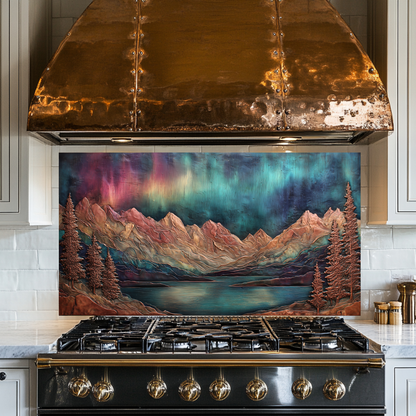 Landscape Design in Copper Look Printed Tempered Glass Kitchen Backsplash Splashback Wall Art Panel
