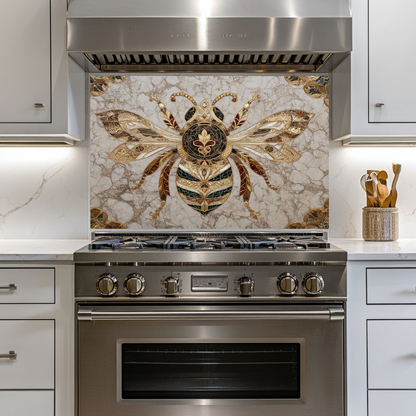 Magnificent Bee Print One Piece Tempered Glass Kitchen Splashback For Stove Behind, Kitchen Backsplash, Wall Art