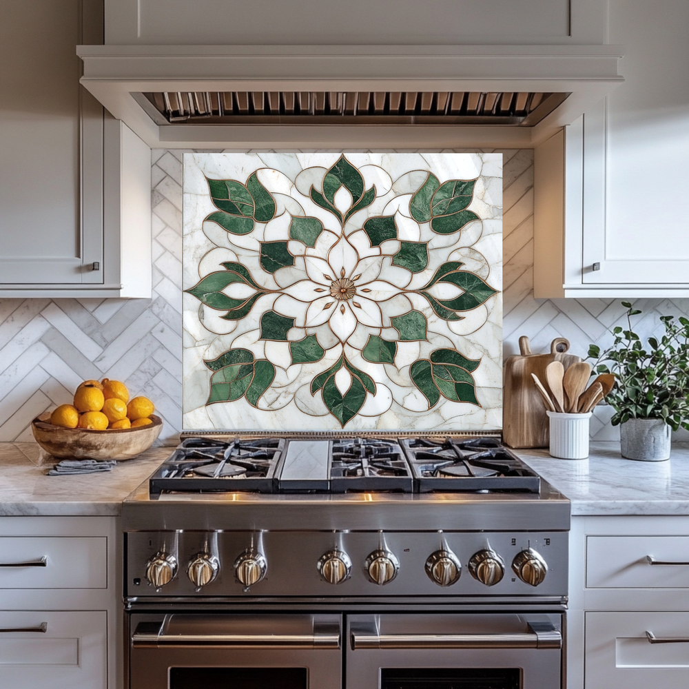 Marble Look One Piece Tempered Glass Kitchen Splashback For Stove Behind, Kitchen Backsplash