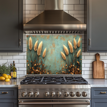 Rustic Pampas Kitchen Glass • Neutral Wall Panel • Boho Inspired Decor • Modern Nature Accent • Kitchen Wall Art