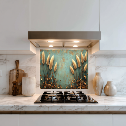 Rustic Pampas Kitchen Glass • Neutral Wall Panel • Boho Inspired Decor • Modern Nature Accent • Kitchen Wall Art
