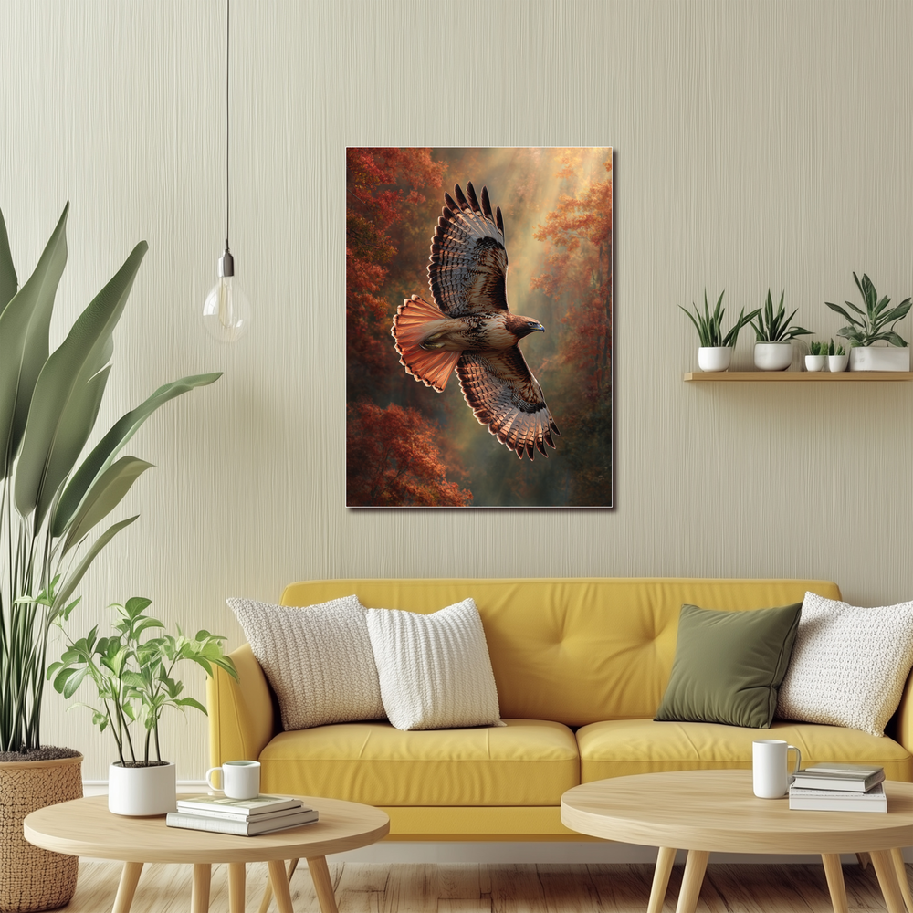 Hawk Copper Look One Piece Tempered Glass Kitchen Backsplash for Stove Behind, Kitchen Splashback, Glass Wall Art