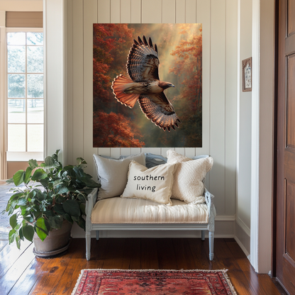 Hawk Copper Look One Piece Tempered Glass Kitchen Backsplash for Stove Behind, Kitchen Splashback, Glass Wall Art