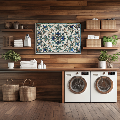 Ceramic Painting Look One Piece Tempered Glass Kitchen Splashback For Stove Behind, Kitchen Backsplash, Wall Art