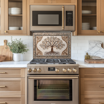 Made in USA Mosaic Tree Glass Backsplash Splashback – Artistic Glass Wall Panel for Kitchen & Bathroom, Handmade Style Tree Glass Art