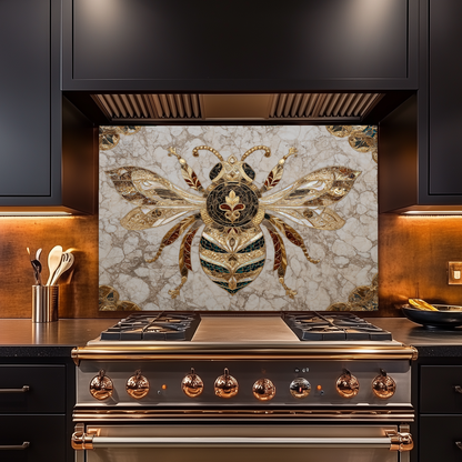 Magnificent Bee Print One Piece Tempered Glass Kitchen Splashback For Stove Behind, Kitchen Backsplash, Wall Art