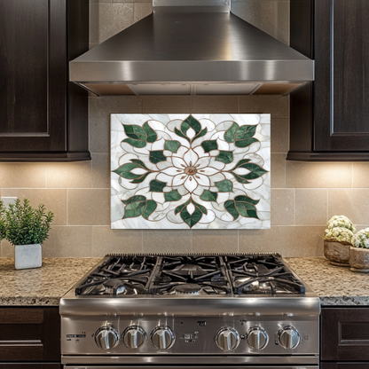 Marble Look One Piece Tempered Glass Kitchen Splashback For Stove Behind, Kitchen Backsplash