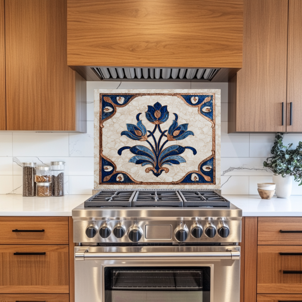 Glass Backsplash, Pattern Tile Look One Piece Tempered Glass Kitchen Splashback For Stove Behind, Marble Look Backsplash, Kitchen Backsplash