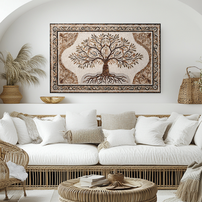 Made in USA Mosaic Tree Glass Backsplash Splashback – Artistic Glass Wall Panel for Kitchen & Bathroom, Handmade Style Tree Glass Art