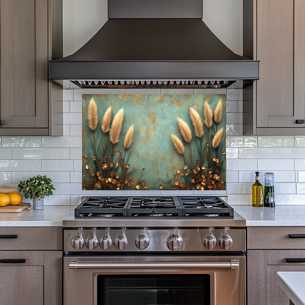 Rustic Pampas Kitchen Glass • Neutral Wall Panel • Boho Inspired Decor • Modern Nature Accent • Kitchen Wall Art