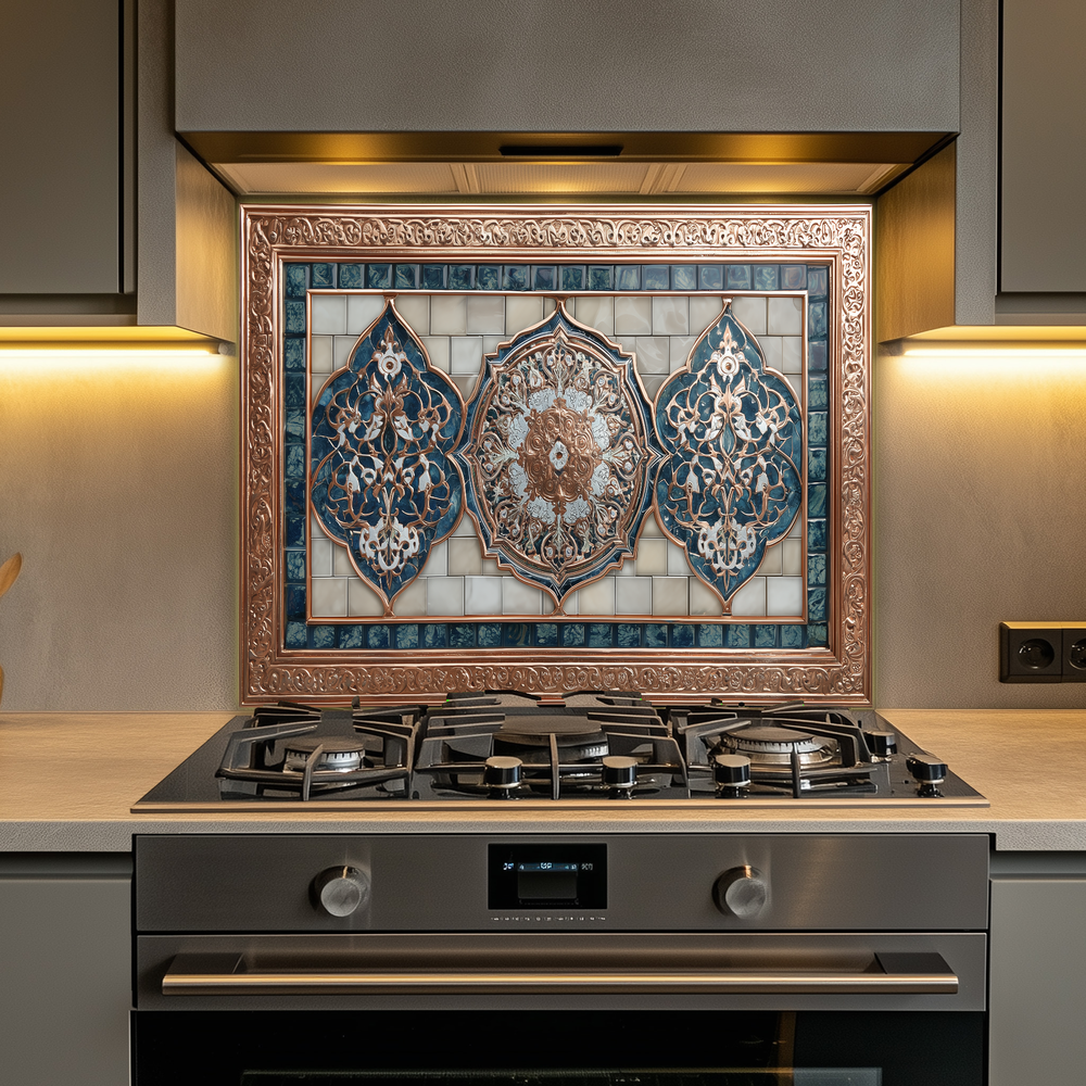 Glass Backsplash, Pattern Tile Look One Piece Tempered Glass Kitchen Splashback For Stove Behind, Marble Look Backsplash, Kitchen Backsplash