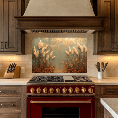 Rustic Pampas Kitchen Glass • Neutral Wall Panel • Boho Inspired Decor • Modern Nature Accent • Kitchen Wall Art