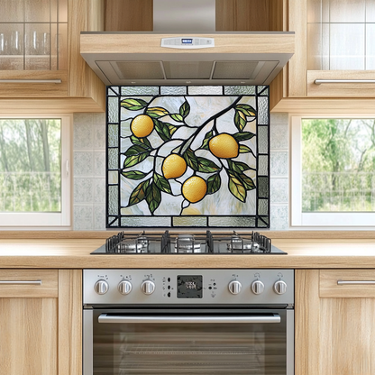 Stained Glass Look Kitchen Backsplash, Lemon Tile One Piece Tempered Glass Kitchen Splashback For Stove Behind, Oven Backsplash (Kopya)