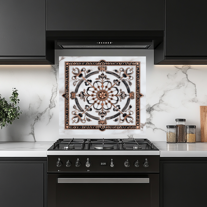 Made in USA Glass Backsplash, Pattern Tile Look One Piece Tempered Glass Kitchen Splashback For Stove Behind, Marble Look Backsplash