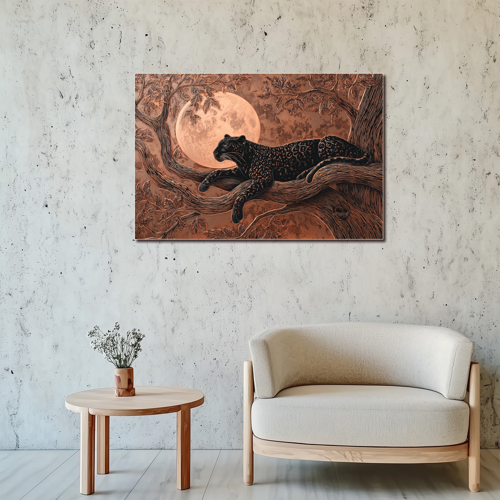 Copper Leopard Nature Glass Backsplash Panel, Tempered Glass Wall Art, Wild Jungle Rustic Kitchen Decor, Animal Print Stove Protector