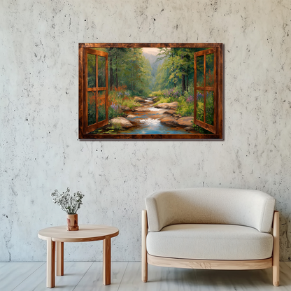 Nature View Glass Backsplash Panel, Scenic Landscape Tempered Glass Wall Art, Serene Kitchen Decor, Window Style Nature Scene, Home Accent