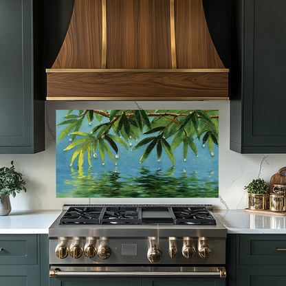 Glass Mosaic Nature Design Printed Tempered Glass Panel for Kitchen Backsplash Splashback and Bathroom Wall Art Decorative Home Interior