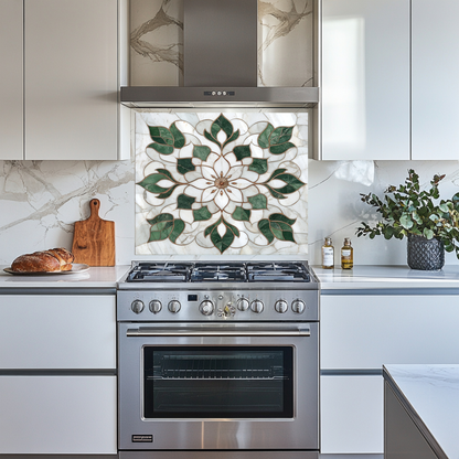 Marble Look One Piece Tempered Glass Kitchen Splashback For Stove Behind, Kitchen Backsplash
