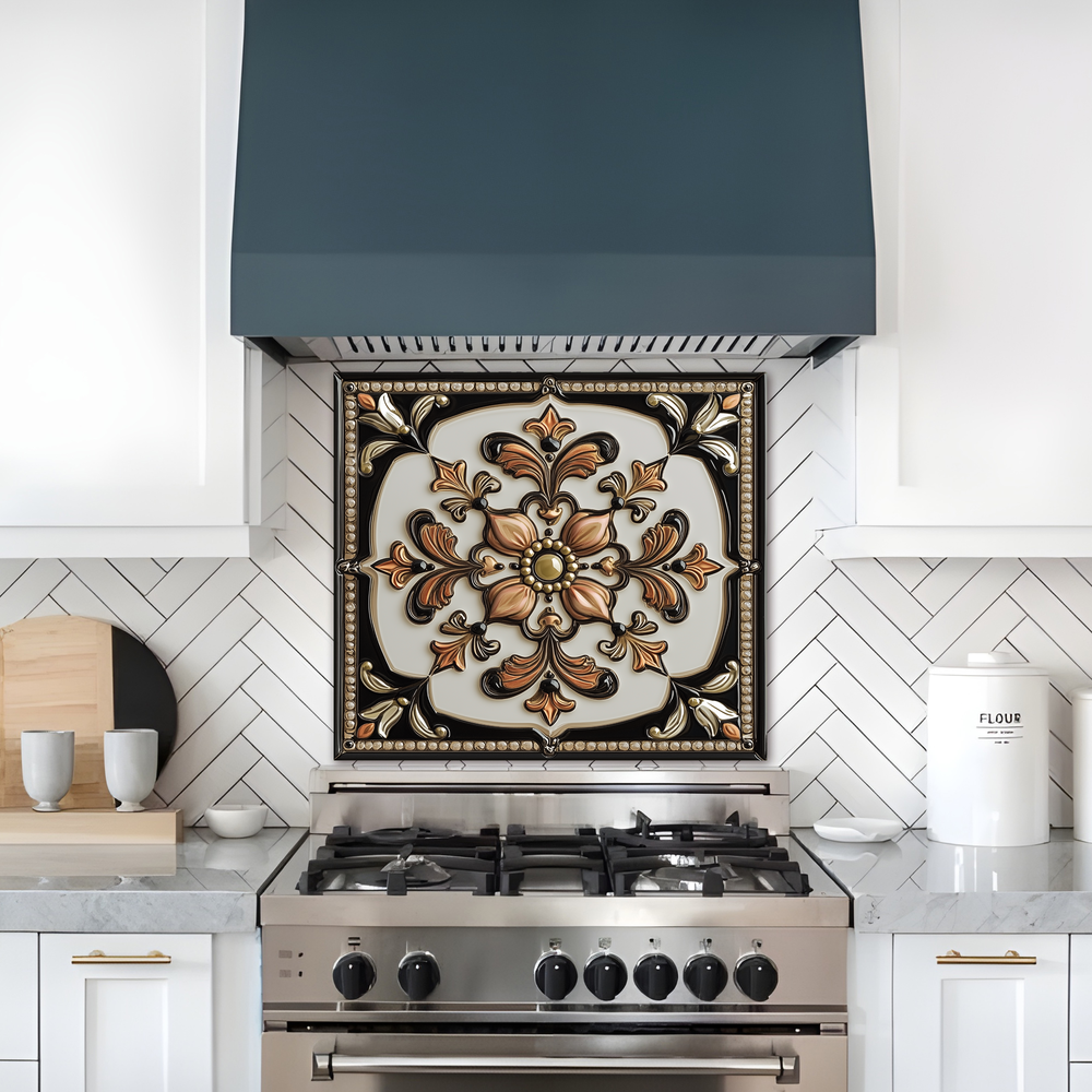 Glass Backsplash, Pattern Tile Look One Piece Tempered Glass Kitchen Splashback For Stove Behind, Marble Look Backsplash, Kitchen Backsplash