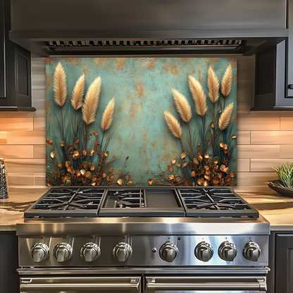 Rustic Pampas Kitchen Glass • Neutral Wall Panel • Boho Inspired Decor • Modern Nature Accent • Kitchen Wall Art