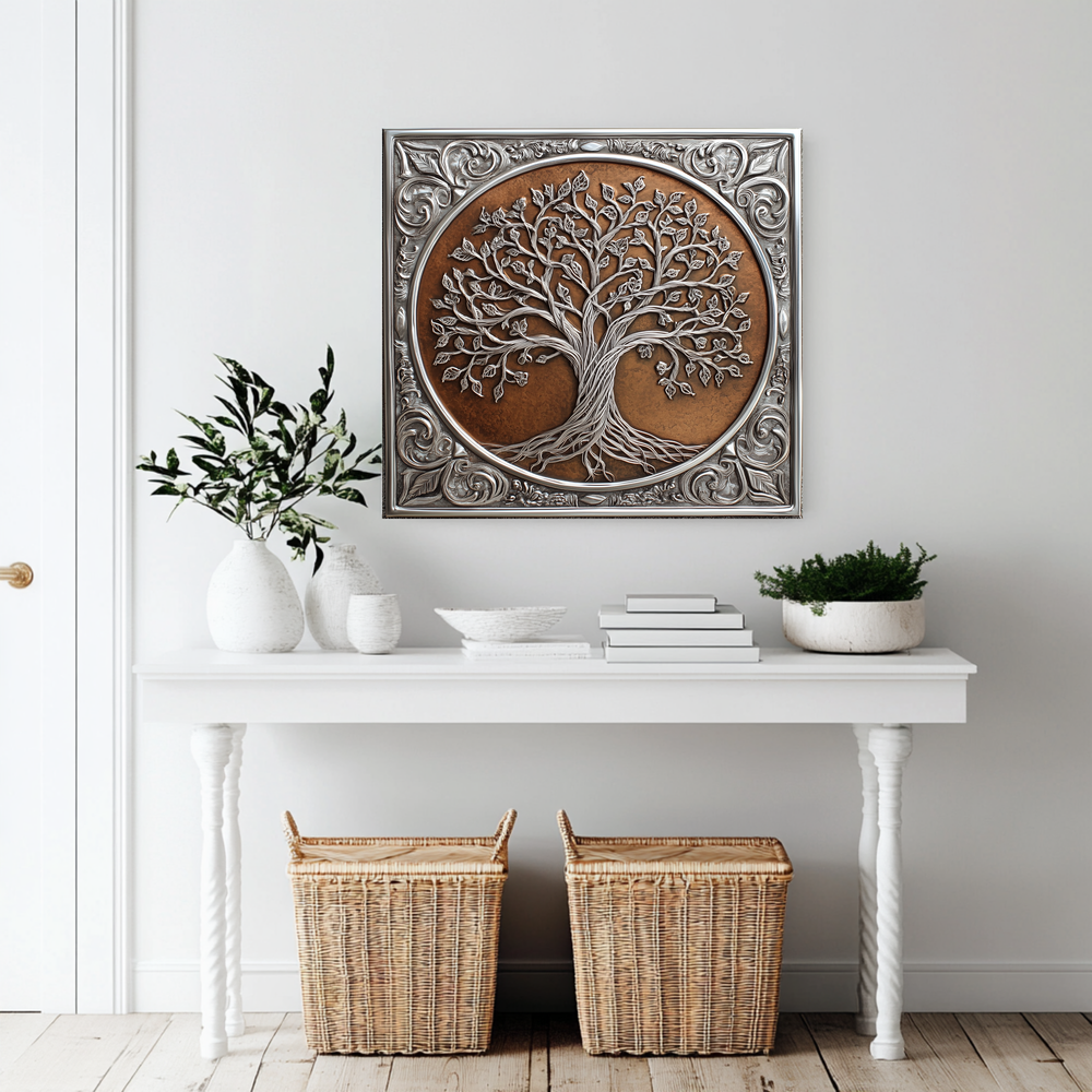 Glass Backsplash, Copper Look One Piece Tempered Glass Kitchen Splashback for Stove Behind, Tree of Life Backsplash, Kitchen Backsplash