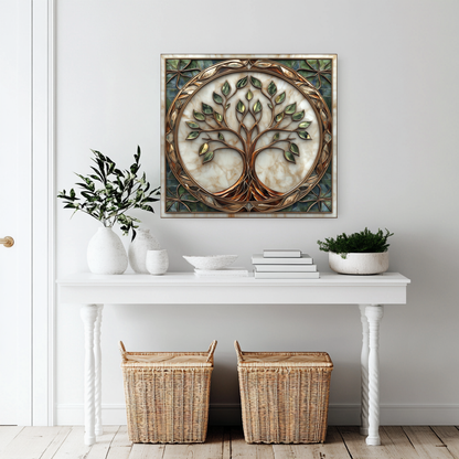 Tree of Life Glass Artwork • Boho Wall Accent • Nature Inspired Kitchen Backsplash Panel • Colorful Modern Home Decor