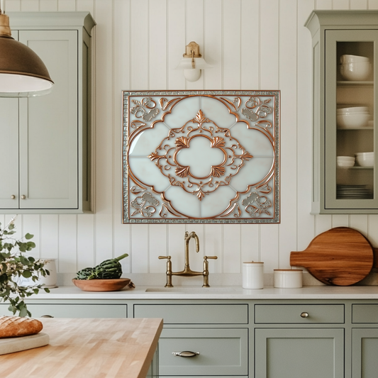 Glass Backsplash, Pattern Tile Look One Piece Tempered Glass Kitchen Splashback For Stove Behind, Marble Look Backsplash, Kitchen Backsplash