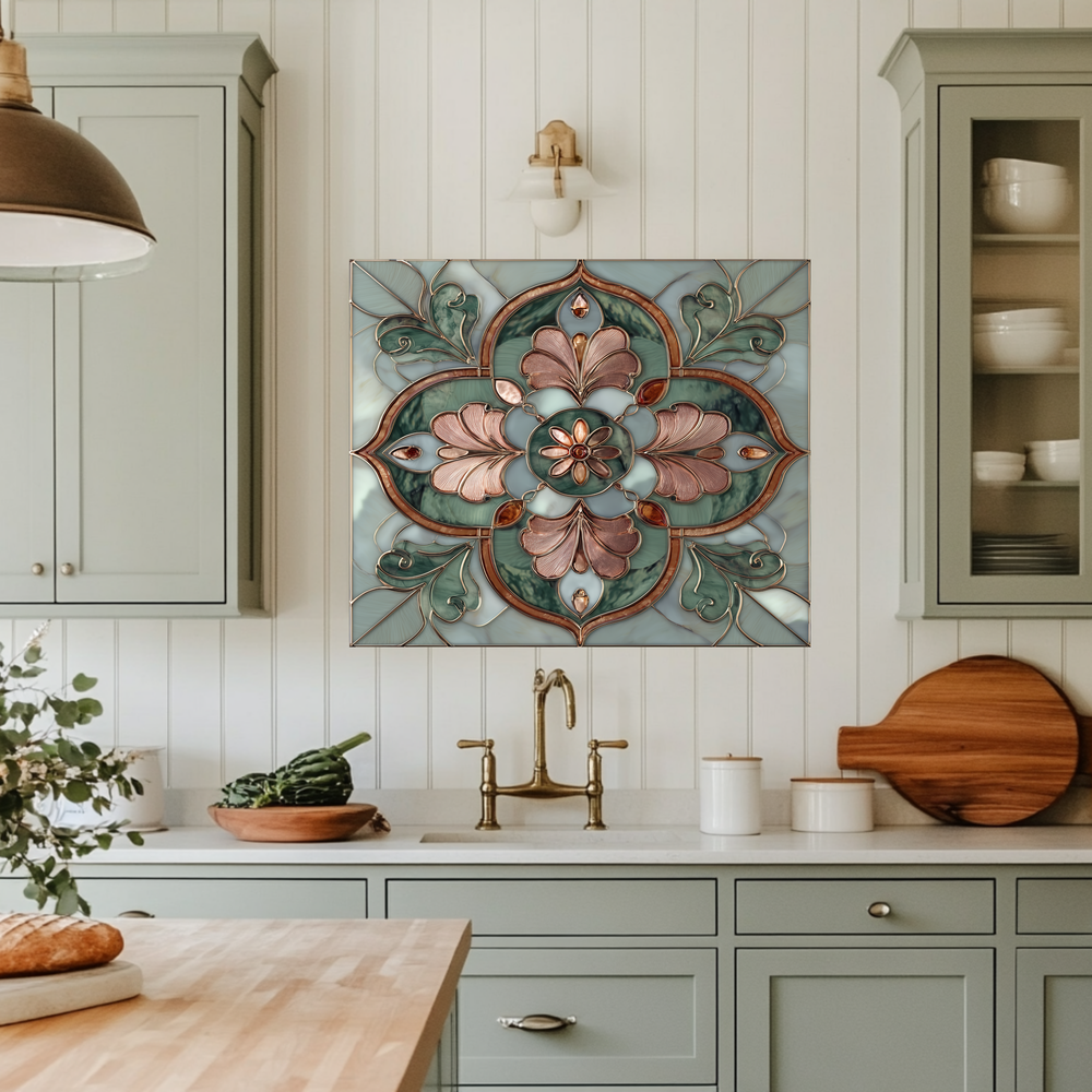 Green Glass Backsplash, Ottoman Tile Look Tempered Glass Kitchen Splashback For Stove Behind, Copper Look Backsplash, Oven Backsplashes