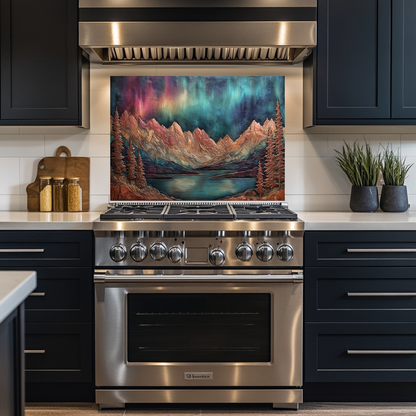 Landscape Design in Copper Look Printed Tempered Glass Kitchen Backsplash Splashback Wall Art Panel