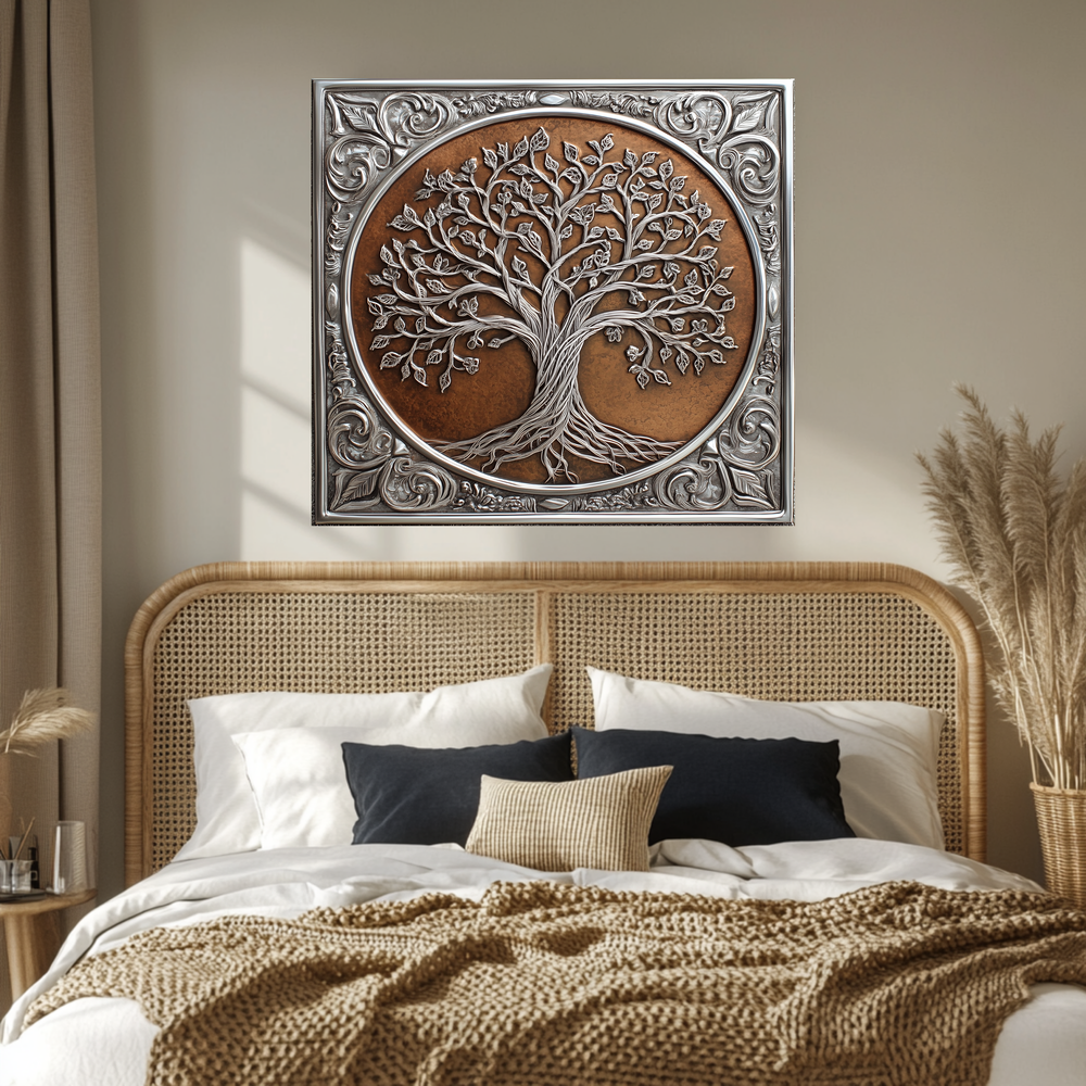 Glass Backsplash, Copper Look One Piece Tempered Glass Kitchen Splashback for Stove Behind, Tree of Life Backsplash, Kitchen Backsplash