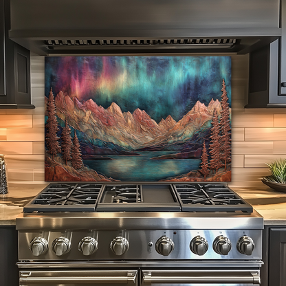 Landscape Design in Copper Look Printed Tempered Glass Kitchen Backsplash Splashback Wall Art Panel