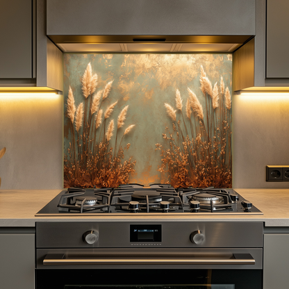 Rustic Pampas Kitchen Glass • Neutral Wall Panel • Boho Inspired Decor • Modern Nature Accent • Kitchen Wall Art