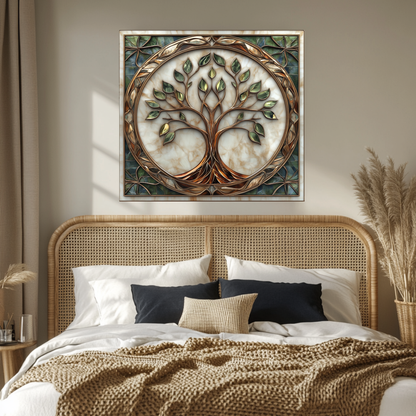 Tree of Life Glass Artwork • Boho Wall Accent • Nature Inspired Kitchen Backsplash Panel • Colorful Modern Home Decor