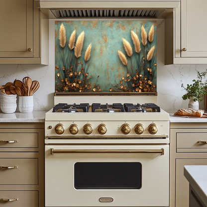 Rustic Pampas Kitchen Glass • Neutral Wall Panel • Boho Inspired Decor • Modern Nature Accent • Kitchen Wall Art