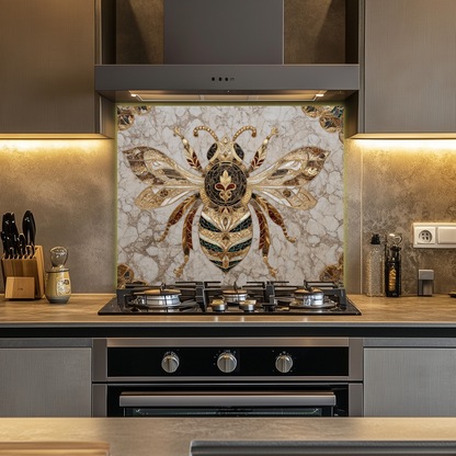 Magnificent Bee Print One Piece Tempered Glass Kitchen Splashback For Stove Behind, Kitchen Backsplash, Wall Art