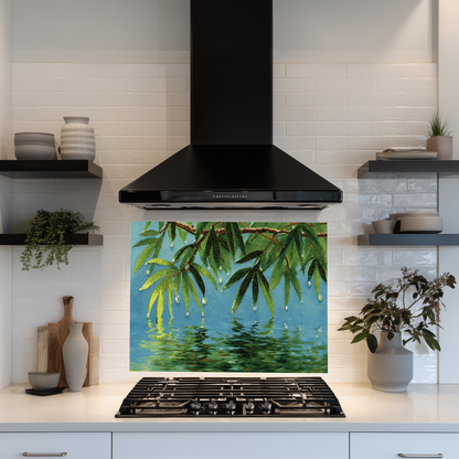 Glass Mosaic Nature Design Printed Tempered Glass Panel for Kitchen Backsplash Splashback and Bathroom Wall Art Decorative Home Interior