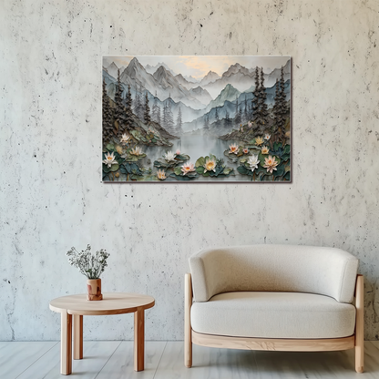 Made in USA, Floral Landscape Glass Backsplash & Wall Art – Pine Tree Splashback