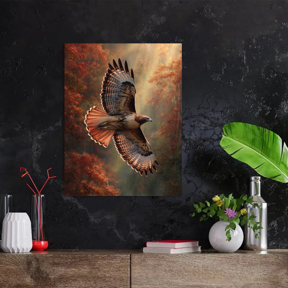 Hawk Copper Look One Piece Tempered Glass Kitchen Backsplash for Stove Behind, Kitchen Splashback, Glass Wall Art