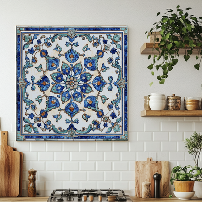 Ottoman Patterns One Piece Tempered Glass Kitchen Splashback For Stove Behind, Kitchen Backsplash, Wall Art