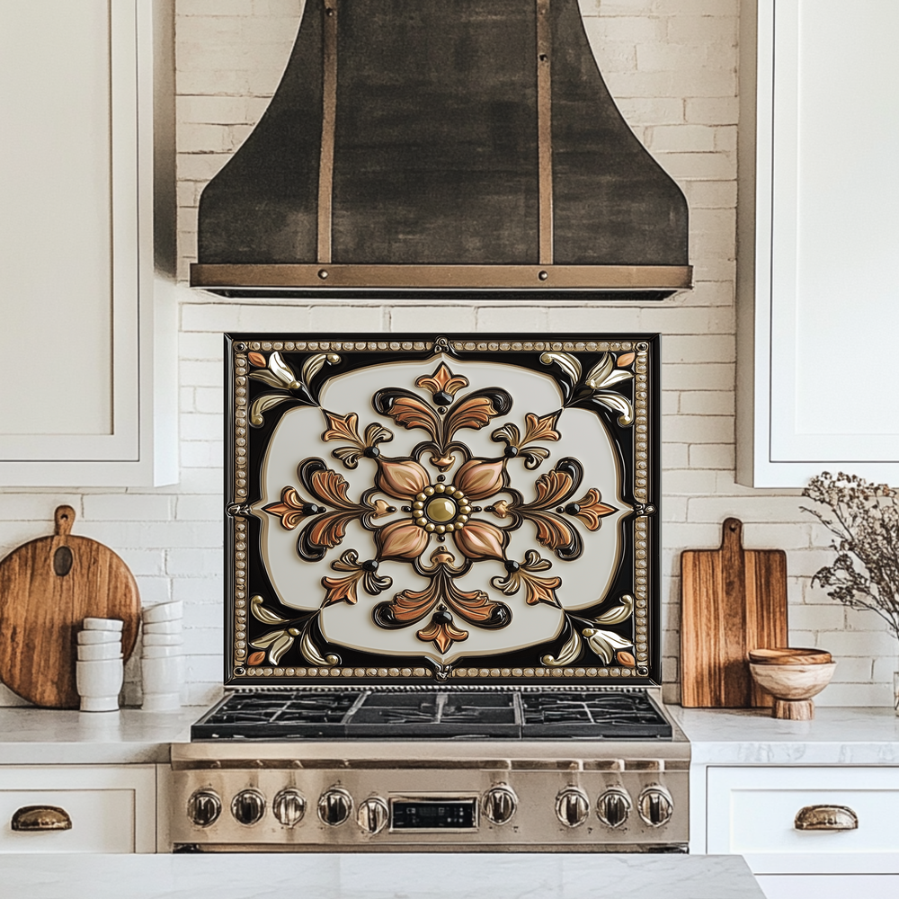 Glass Backsplash, Pattern Tile Look One Piece Tempered Glass Kitchen Splashback For Stove Behind, Marble Look Backsplash, Kitchen Backsplash