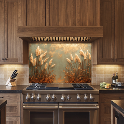 Rustic Pampas Kitchen Glass • Neutral Wall Panel • Boho Inspired Decor • Modern Nature Accent • Kitchen Wall Art
