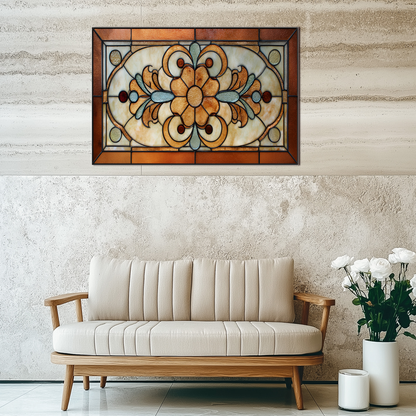 Floral Stained Look Glass Style Backsplash Panel, Tempered Glass Wall Art, Timeless Color Design, Elegant Kitchen Decor, Stove Protector